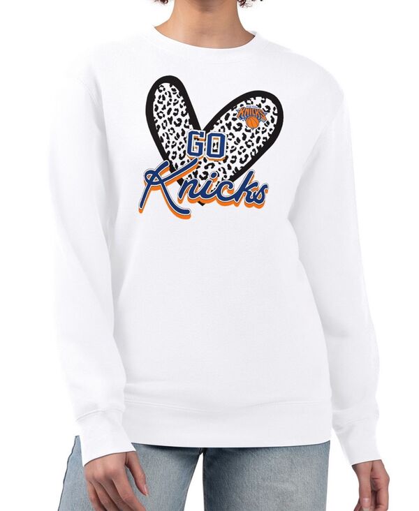 ジースリー フォーハー バイ カール バンクス レディース アウター パーカー・スウェット シャツ フリース G-III 4Her by Carl Banks Women's White New Yorknicks Leopard Heart Fleece Pullover Sweatshirt White ホワイト|ReVida 店
