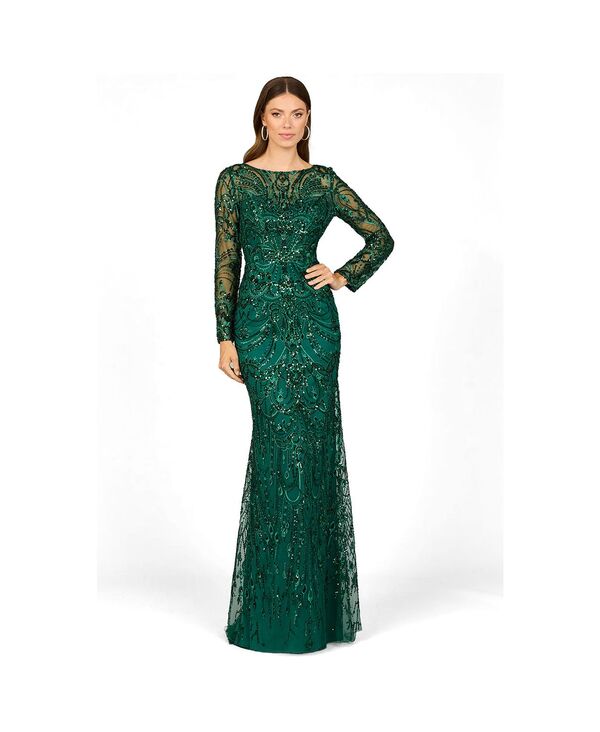 ララ レディース トップス ワンピース レース Lara Women's Long Sleeve Lace Gown Green グリーン|ReVida 店
