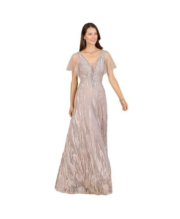 ララ レディース トップス ワンピース Vネック ケープデザイン キャップ ケープ Lara Women's Cape Sleeve V-Neck Gown Dusty Rose｜ReVida 店 79,090円