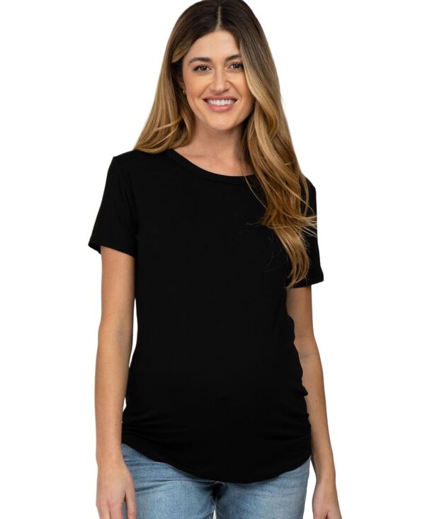 ピンクブラッシュ レディース トップス シャツ Pinkblush Women's Basic Short Sleeve Top Black ブラック|ReVida 店