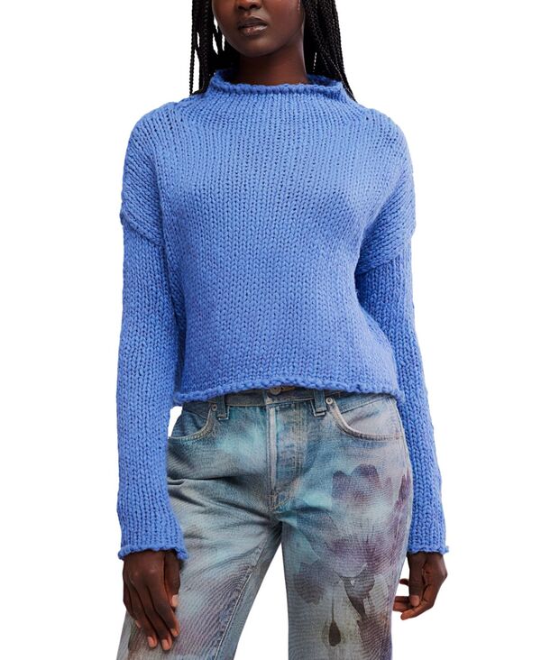 フリーピープル レディース アウター ニット・セーター クルーネック Free People Women's Opal Crew Neck Sweater Peri Blue ブルー｜ReVida 店