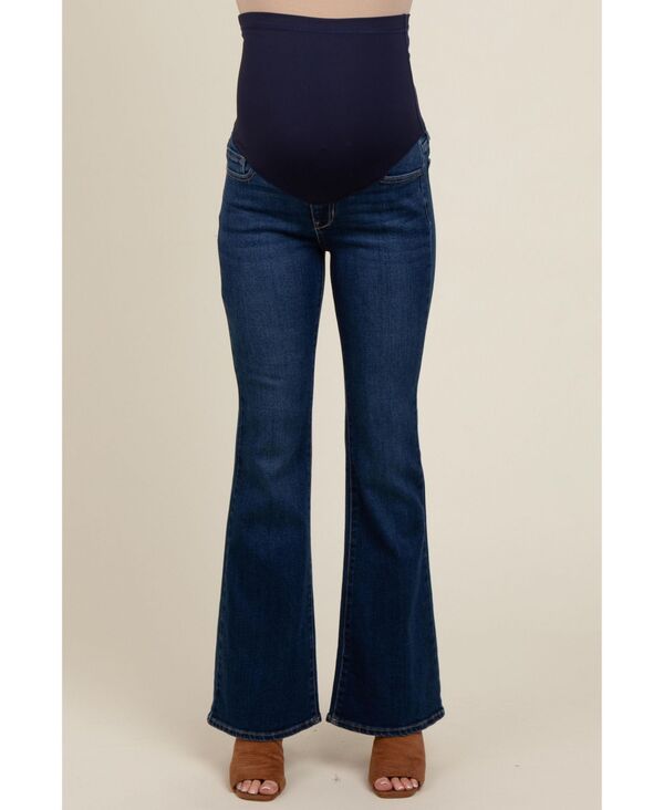 ピンクブラッシュ レディース ボトムス デニムパンツ フレア ジーンズ Pinkblush Women's Navy Blue Flare Leg Jeans Navy blue ネイビー｜ReVida 店