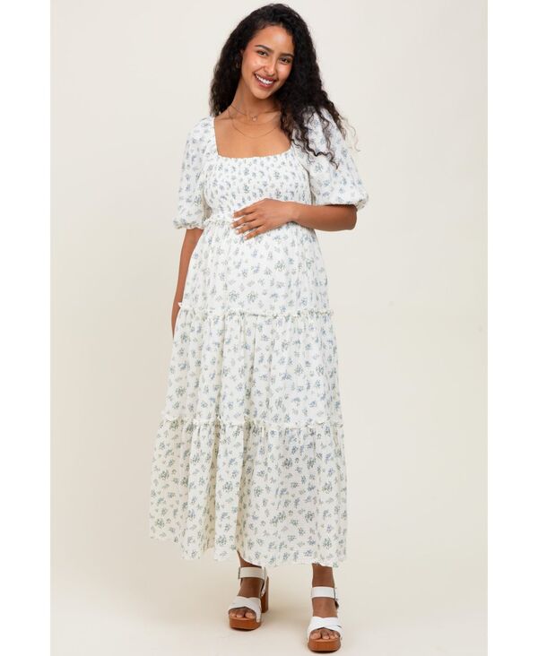 ピンクブラッシュ レディース トップス ワンピース ティアード フラワー柄 フリル シャーリング マキシ フラワー Pinkblush Women's Blue Floral Smocked Ruffle Tie red Maxi Dress Pink ピンク|ReVida 店