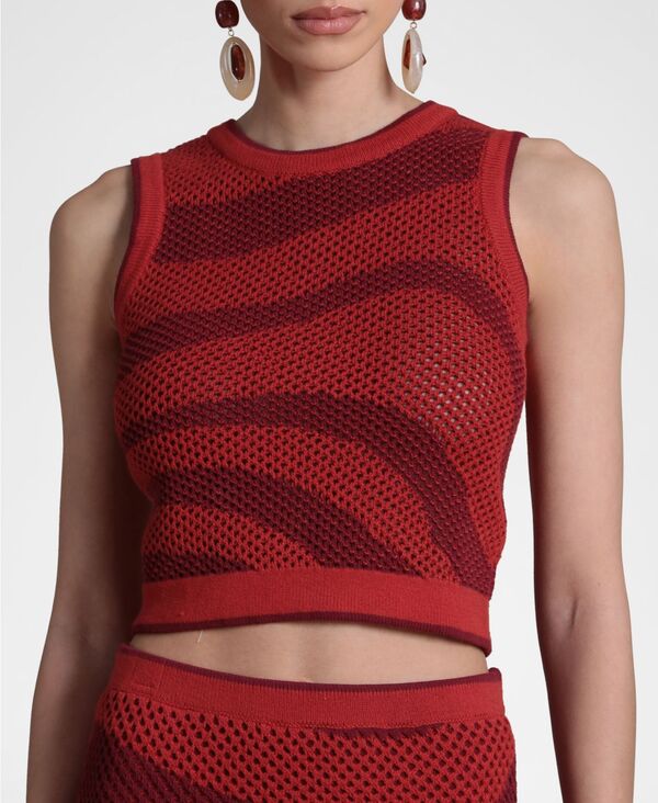 アヴェックレフィーユ レディース アウター ニット・セーター クルーネック ノースリーブ コットン Avec Les Filles Women's Cotton Sleeveless Crewneck Sweater Cabernet｜ReVida 店