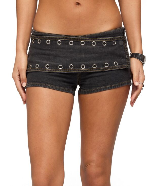 アディクテッド レディース ボトムス ハーフパンツ・ショーツ ショートパンツ デニム Edikted Women's Gabrielle Grommet Wrap Denim Shorts Black ブラック|ReVida 店