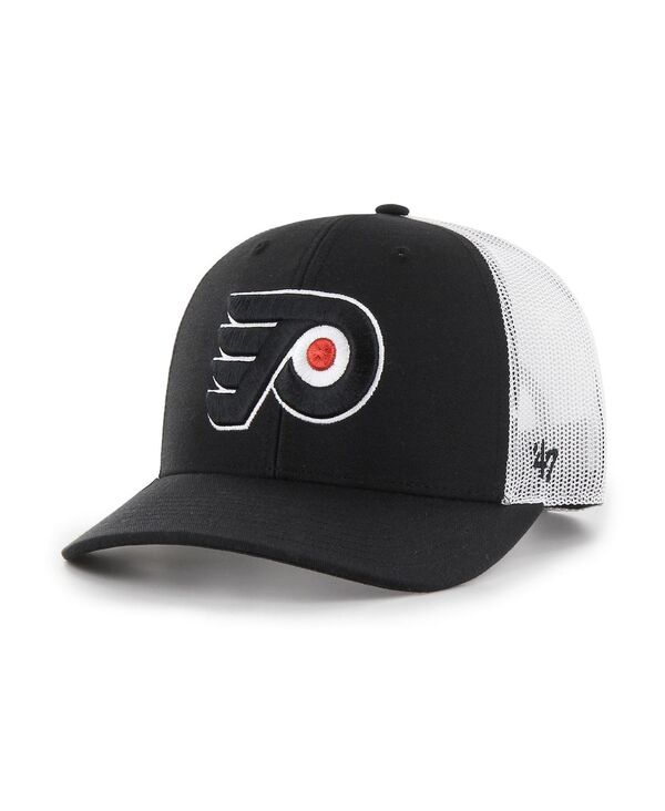 47 ブランド メンズ アクセサリー 帽子 ロゴ '47 Brand Men's Black/White Philadelphia Flyers Logo Trucker Adjustable Hat Black White ホワイト|ReVida 店
