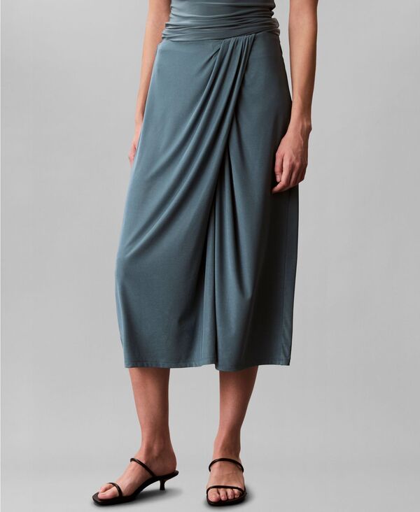 カルバンクライン レディース ボトムスカート ミディ Calvin Klein Women's Rib Wrap High-Rise Midi Skirt North Atlantic｜ReVida 店