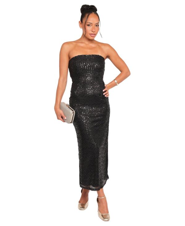 Petal and Pup レディース トップス ワンピースパンコール ストラップレス マキシ Petal and Pup Women's Agnestraplessequin Maxi Dress Black ブラック|ReVida 店