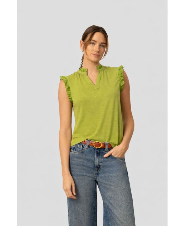 ケーブルアンドゲージ レディース トップス シャツ ノースリーブ Cable & Gauge Women's Eyelet Split Neck Sleeveless Toperidot｜ReVida 店 9,344円