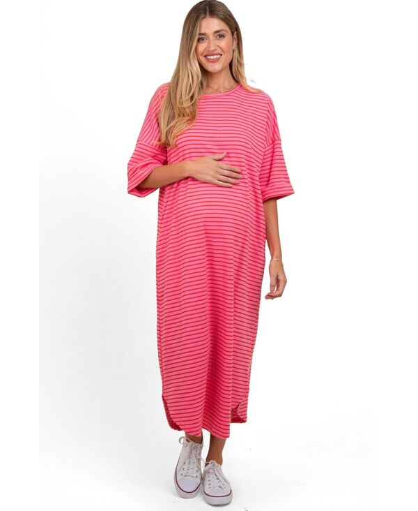 ピンクブラッシュ レディース トップス ワンピース パイル マキシ Pinkblush Women's Fuchsia Striped Terry Maxi Dress Fuschia フューシャ｜ReVida 店