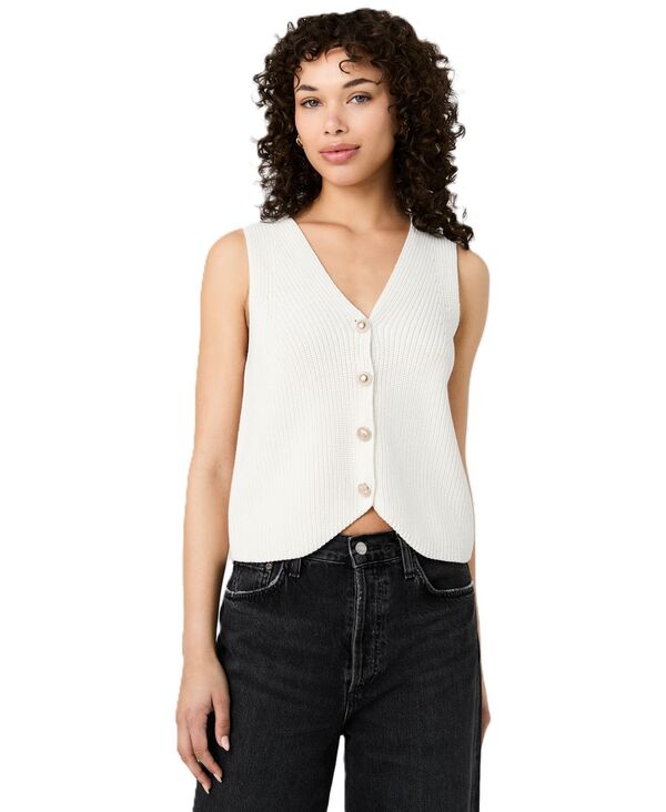 フレンチコネクション レディース トップス ベスト リブニット Vネック ノースリーブ ニット French Connection Women's Mozart V-Neck Sleeveless Rib Knit Vest Porcelain Cream クリーム｜ReVida 店