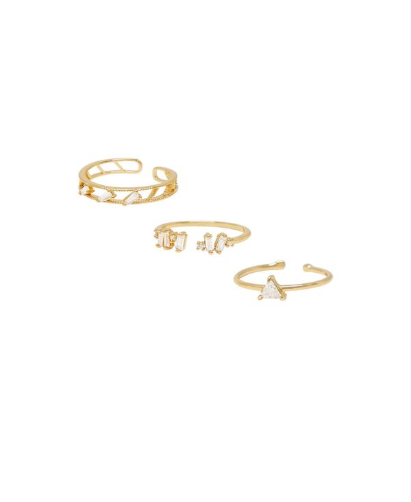 エティカ レディース アクセサリー リング ETTIKA Love Story 18K Gold Plated Cubic Zirconia Ring Set of 3 Gold ゴールド｜ReVida 店 15,826円