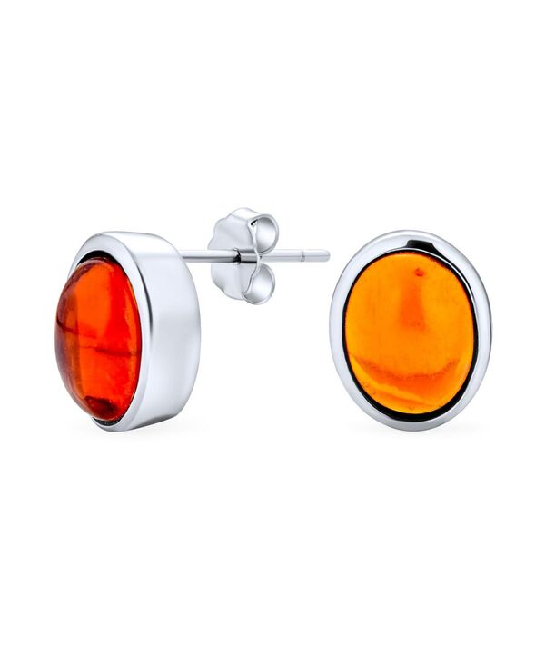 ブリング レディース アクセサリー ピアス・イヤリング Bling Jewelry Onyx Turquoise Bezel Set Dome Button Oval Stud Earrings Gold Plated Sterling Orange オレンジ｜ReVida 店