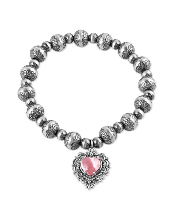 アメリカンウエストジュエリー レディース アクセサリー ブレスレット・バングル・アンクレット American West Jewelry Sterling Silverhodochrosite Heart Charm Bead Bracelet Sizes Medium to Large No Color シルバー|ReVida 店