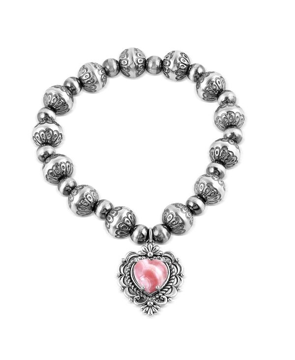 アメリカンウエストジュエリー レディース アクセサリー ブレスレット・バングル・アンクレット American West Jewelry Sterling Silverhodochrosite Heart Charm Bead Bracelet Sizes Medium to Large None シルバー|ReVida 店