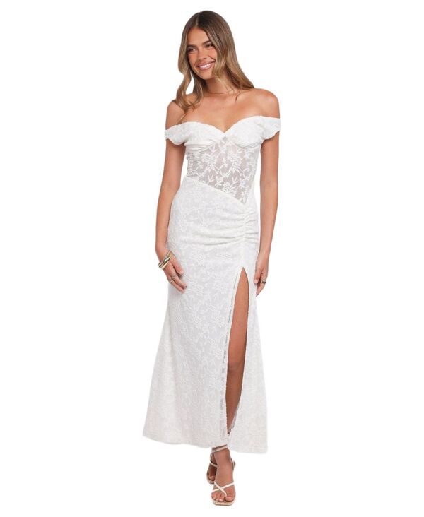 Petal and Pup レディース トップス ワンピース レース マキシ Petal and Pup Women's Pascha Off Shoulder Lace Maxi Dress White ホワイト|ReVida 店