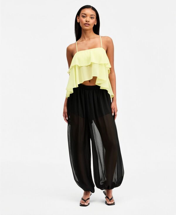 バースリー レディース ボトムス カジュアルパンツ シアー Bar III Women's High-Rise Sheer Balloon Pants Black ブラック｜ReVida 店