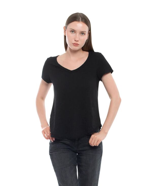 ウィルト レディース トップス シャツ Vネック WILT Women'short Sleeve Shrunken V-Neck Shirttail Tee Black ブラック｜ReVida 店