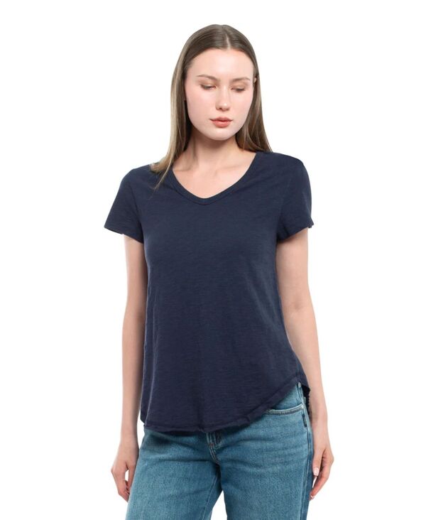 ウィルト レディース トップス シャツ Vネック WILT Women'short Sleeve Shrunken V-Neck Shirttail Tee Peacoat|ReVida 店