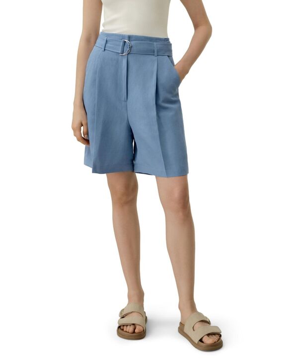 リリーシルク レディース ボトムス ハーフパンツ・ショーツ ショートパンツ リネン LILYSILK Women'silk Linen Belted Shorts Chambray blue ブルー｜ReVida 店