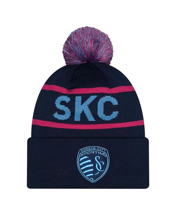 ニューエラ メンズ アクセサリー 帽子 ニット ジャージー New Era Men's Navy Sporting Kansas City 2026 Jersey Hook Cuffed Pom Knit Hat Navy ネイビー｜ReVida 店
