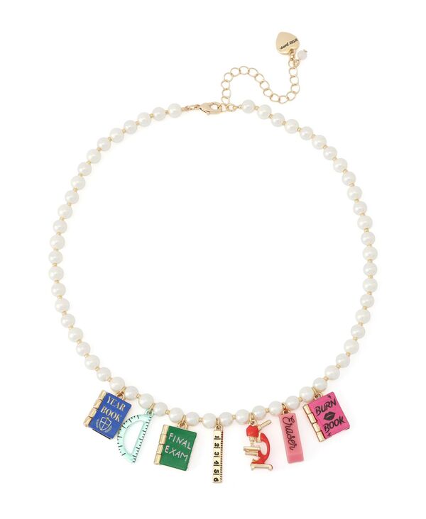 ベッツィジョンソン レディース アクセサリー ネックレス・チョーカー・ペンダントトップ レース Betsey Johnson Faux-Stone Best In Classchool Supplies Charm Imitation Pearl Necklace Red/Gold レッド｜ReVida 店 18,855円