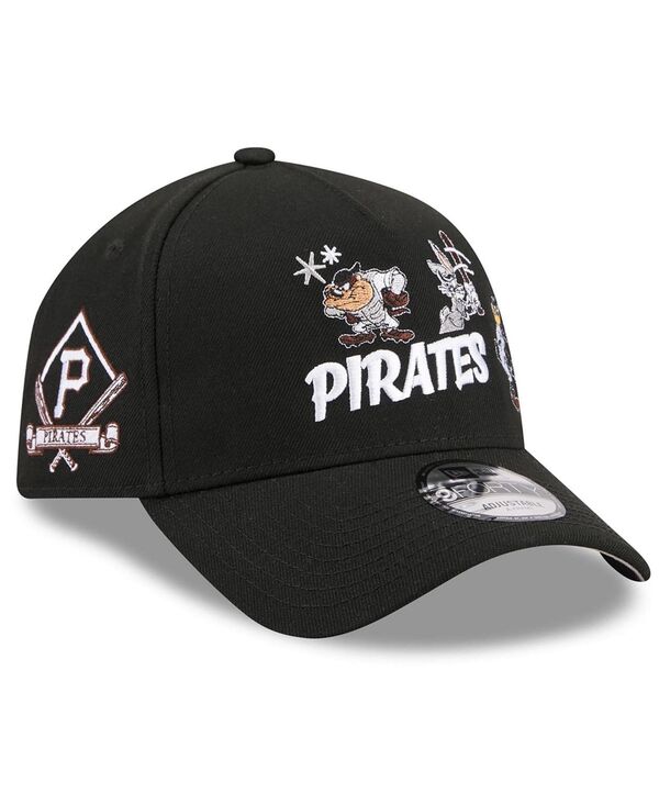 ニューエラ メンズ アクセサリー 帽子 New Era Men's Black Pittsburgh Pirates Looney Tunes A-Frame 9FORTY Adjustable Hat Black ブラック|ReVida 店