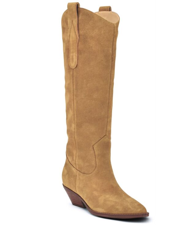 ナインウェスト レディース シューズ ブーツ・レインブーツ ヒール Nine West Women's Asken Western Block Heel Dress Boots Dark Natural Suede｜ReVida 店