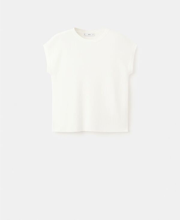 マンゴ レディース アウター ニット・セーター 半袖 コットン MANGO Women'short-Sleeve Cotton Sweater Ecru エクリュ｜ReVida 店