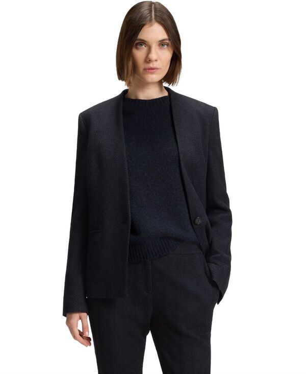 ヒューゴボス レディース アウター ジャケット・ブルゾン ブレザー Hugo Boss by Women's Crease-Resistant Herringbone Regular-Fit Blazer Open｜ReVida 店 44,880円