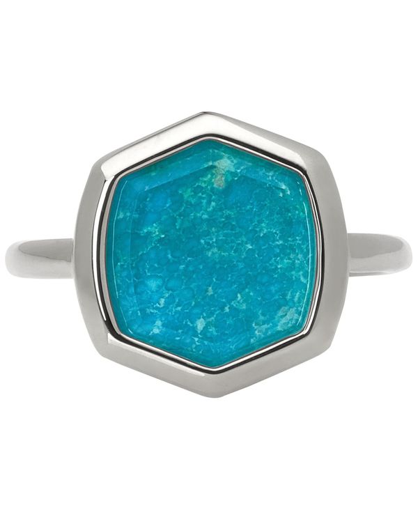 ケンドラスコット レディース リング アクセサリー Sterling Silver Turquoise Hexagon Statement Ring Turquoise Psicologosancora Es