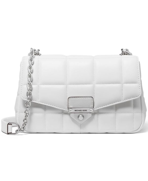 マイケルコース レディース ショルダーバッグ バッグ Soho Quilted Leather Shoulder Bag Optic White Silver Sobolewscy Pl