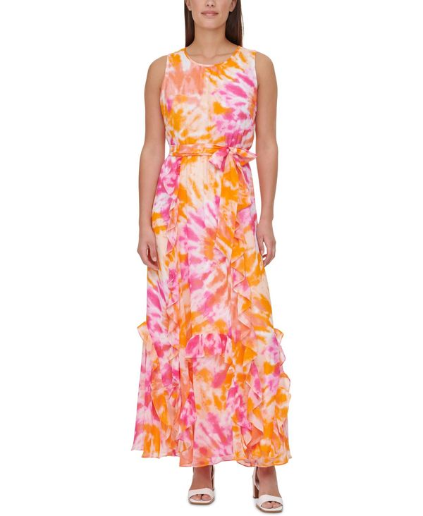 レディース カルバンクライン Multi ワンピース Tangerine Hibiscus 送料無料 カルバンクライン サイズ交換無料 レディース カルバンクライン Tangerine Hibiscus Tie Dyed トップス ワンピース トップス ワンピース Maxi Dress Tangerine Hibiscus Multi Revida 店