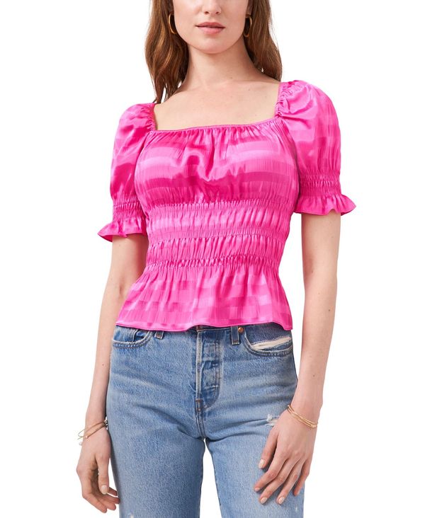 ワンステイト レディース シャツ トップス Square Neck Peplum Peasant Top Bright Mulberry Voli Me