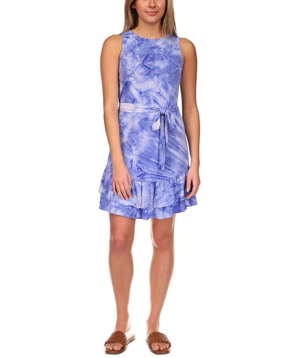 レディース トップス サイズ交換無料 ワンピース ワンピース Crew マイケルコース トップス マイケルコース レディース マイケルコース Blue 送料無料 Ruffled トップス ワンピース Tie Dyed Dress Regular Petite Sizes Crew Blue Revida 店