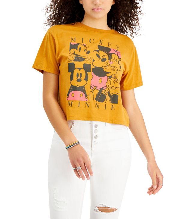 ウォルトディズニー レディース Tシャツ トップス Juniors Mickey Mouse Cropped T Shirt Inca Gold Foxunivers Com