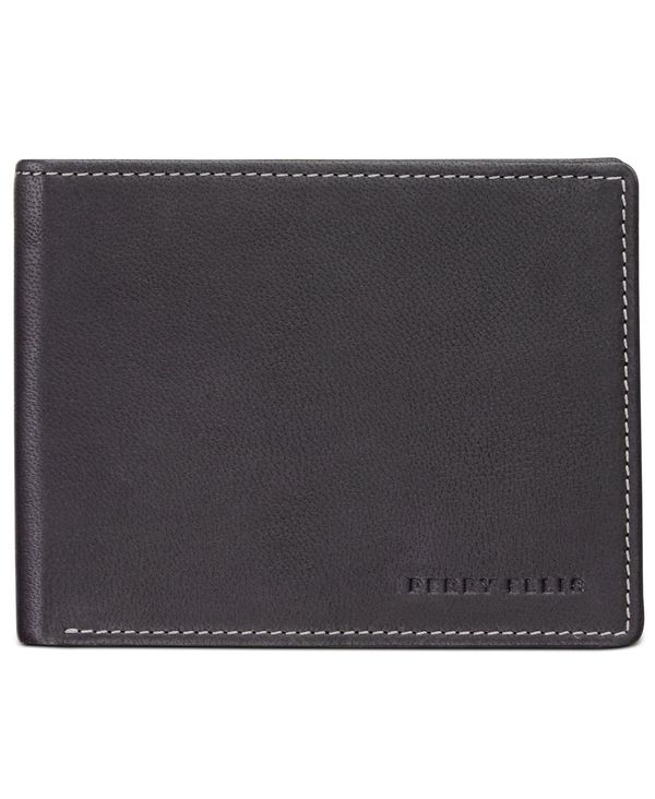 ペリーエリス メンズ 財布 アクセサリー Perry Ellis Men S Leather Wallet Black Bouncesociety Com