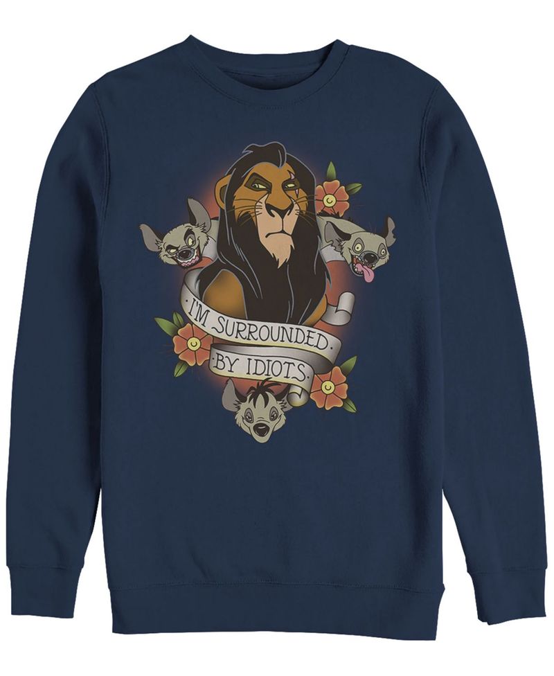 公式 楽天市場 ディズニー メンズ パーカー スウェット アウター Men S Lion King Scar Surrounded By Idiots Tattoo Crewneck Fleece Navy Revida 楽天市場店 送料無料 Ctcvnhcmc Vn