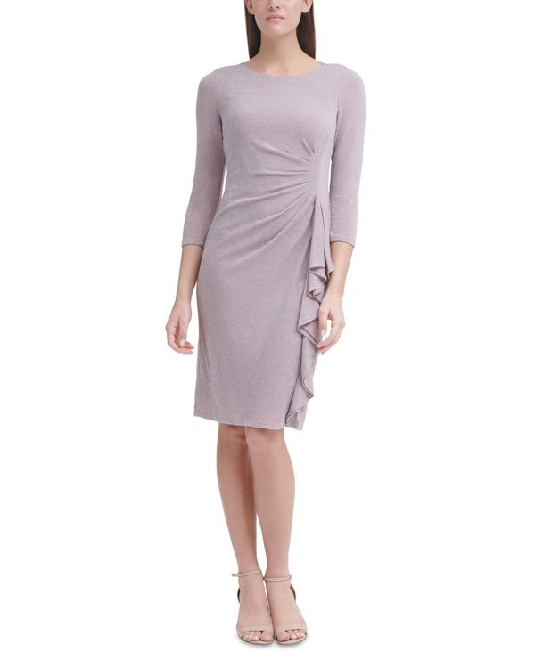 ジェシカハワード レディース ワンピース トップス Cascade Ruffled Metallic Sheath Dress Rose Pink Andapt Com