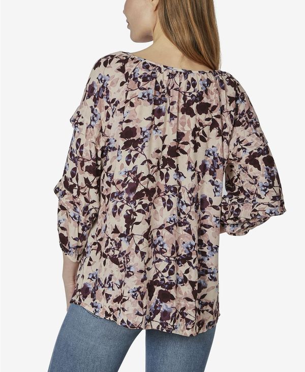 アドリアンヌヴィッタディーニ レディース シャツ トップス Women S 3 4 Sleeve Raglan Peasant Top With Ruffles Beatrice Floral Pale Mauve Magazinpegas Cz