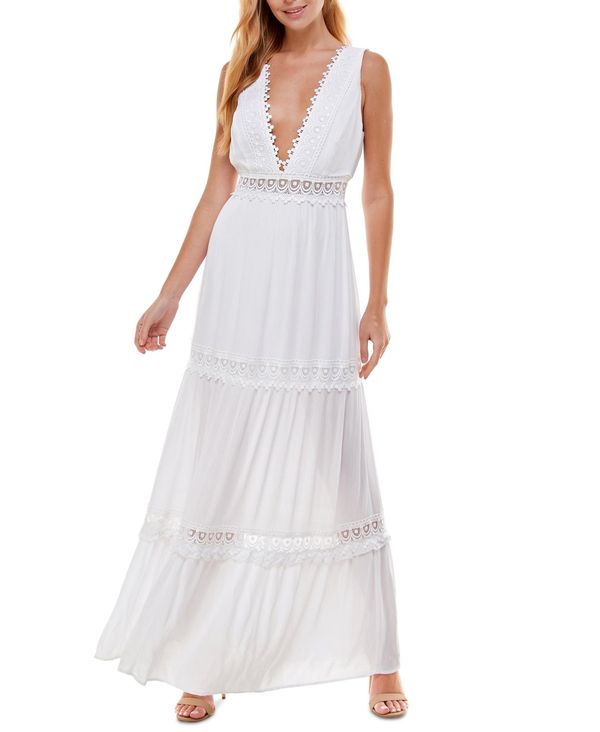 サイズ交換無料 トップス レディース 送料無料 ベベ レディース ワンピース Lace White レディース Lace Maxi Inset ベベ ワンピース トップス Juniors Maxi Dress White Revida 店