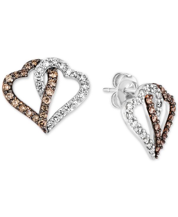 ル ヴァン レディース ピアス イヤリング アクセサリー Chocolate Diamond 3 8 Ct T W Nude Diamond 3 8 Ct T W Interlocking Heart Stud Earrings In 14k Rose Yellow Or White Gold White Gold Opendu17 Fr