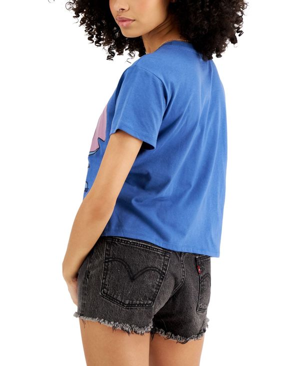 ディズニー レディース シャツ トップス Juniors Lilo Stitch Cropped T Shirt Blue Giosenglish Com