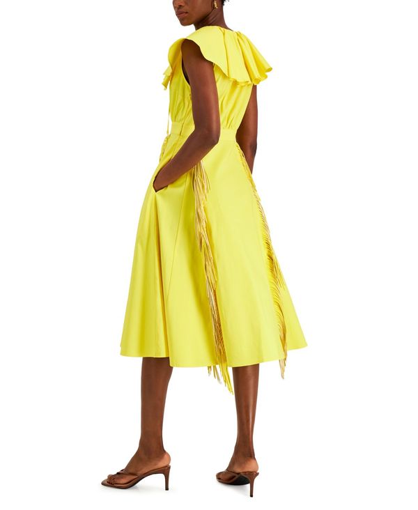 アイエヌシーインターナショナルコンセプト レディース ワンピース トップス Fringe Trim Midi Dress Vibrant Yellow Alittlepeaceofmind Co Uk