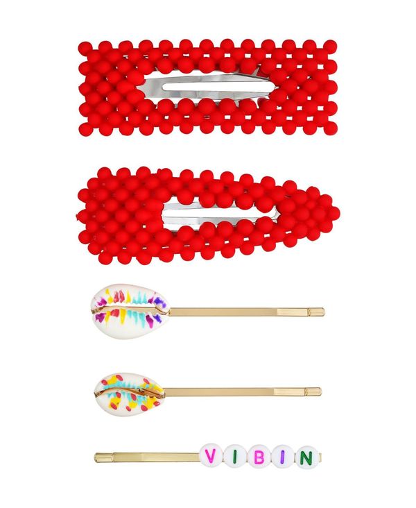 ゲス レディース 髪の毛付属物 アクセサリー Red And Gold Vibe Set Of 5 Hair Accessories Silver Earthkitchen Ph