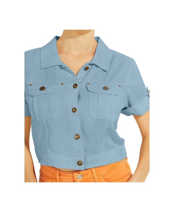 ゲス レディース ジャケット 上衣 アウター Short Sleeve Denim Jacket Remarkable Blue Earthkitchen Ph