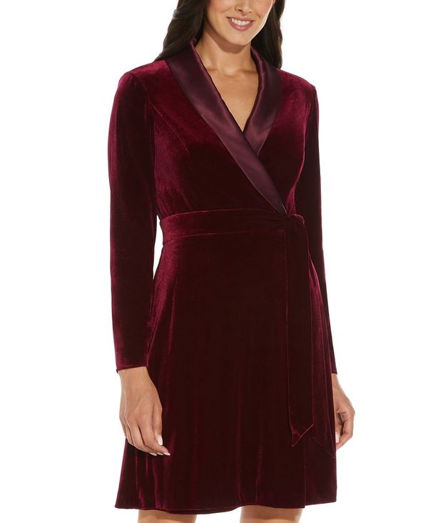 アドリアナ パペル レディース ワンピース トップス Plus Size Velvet Tuxedo Dress Burgundy Ice Org Br