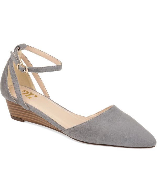 ジュルネ コレクション レディース シューズ パンプス アンクル Journee Collection Women's Arkie Pointed Toe Ankle Strap Wedges Grey グレー 14,785円