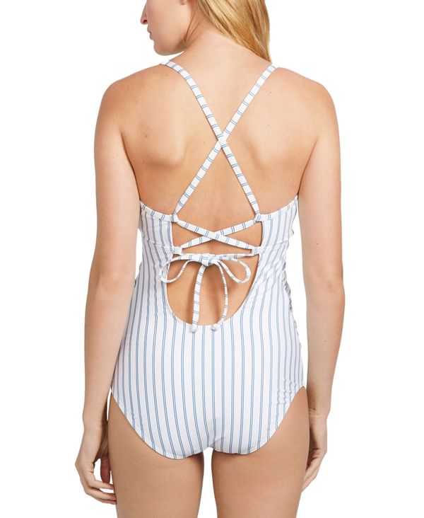 スプレンディット レディース 上下セット 水着 Maternity One Piece Halter Swimsuit Blue White Stripe Liceochiloe Cl
