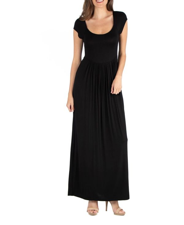 24セブンコンフォート レディース ワンピース トップス Maxi Dress With Round Neck And Empire Waist Black Lojascarrossel Com Br
